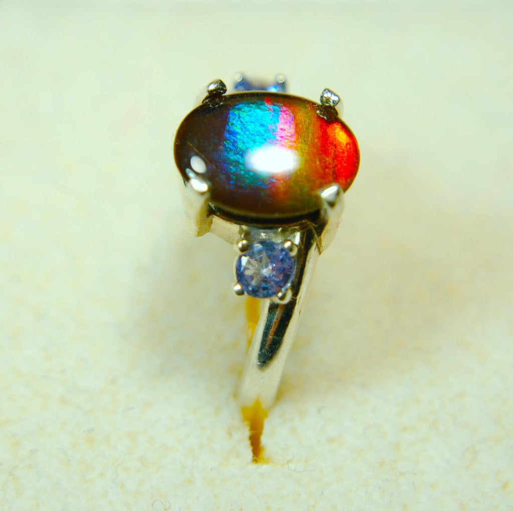 Ammolite Ring with astonishing color changing abilities.Ring Size 7.A memorable ammolite Jewelry gift for wife.021315