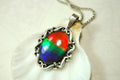 Genuine Ammolite Pendant Necklace – Canadian Fossil Gemstone – Iridescent Jewelry Gift for Her.060415