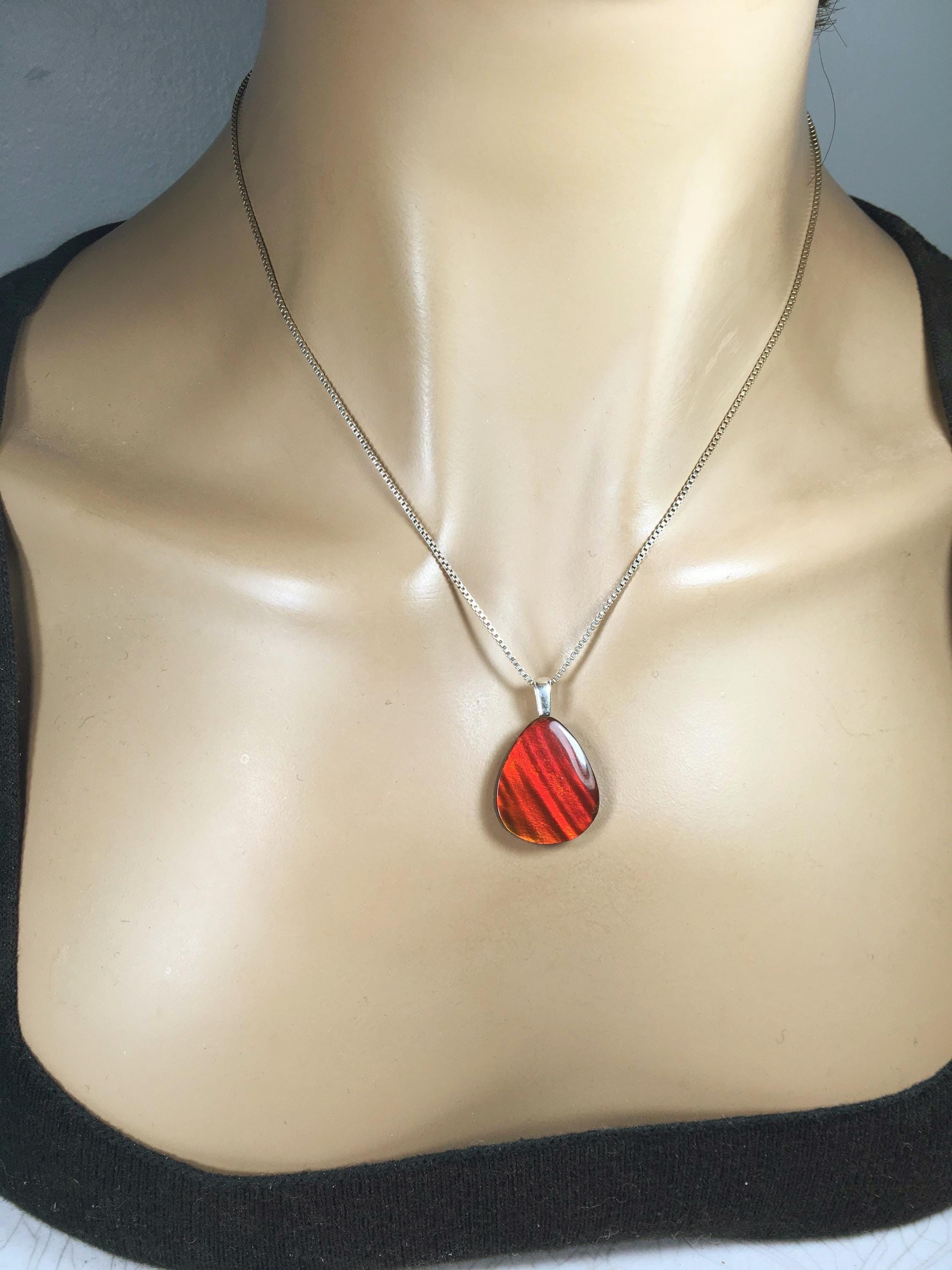 Red Ammolite Pendant with Tiger Stripes.Gift for wife.Brilliant color changing gem.All Natural Cabochon gem.MUST see video.062325