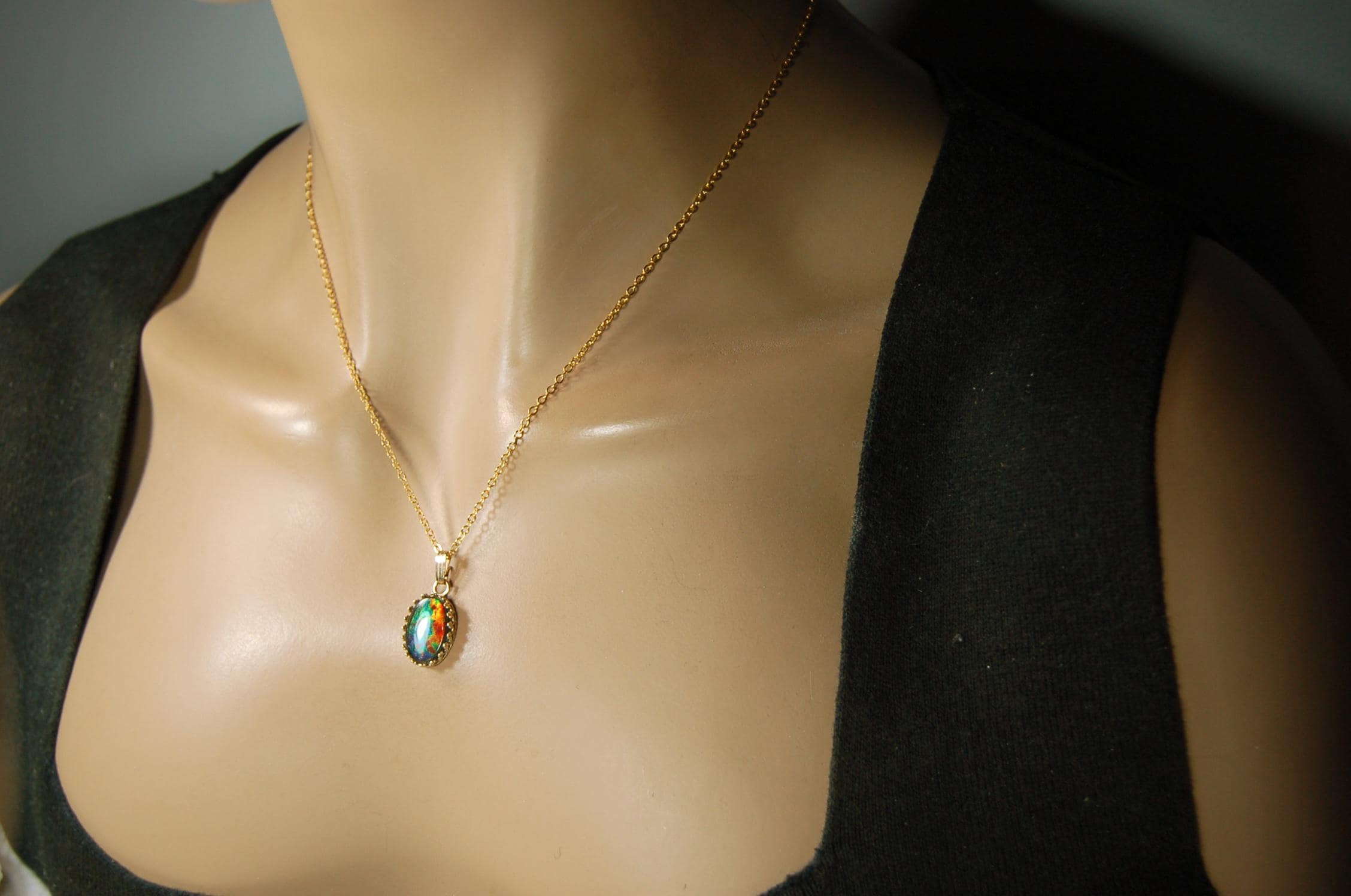 Luxurious Ammolite Pendant in 14k GOLD- A Unique Piece of Natural Beauty.The Perfect Gift for Her.MUST see VIDEO.#081710"