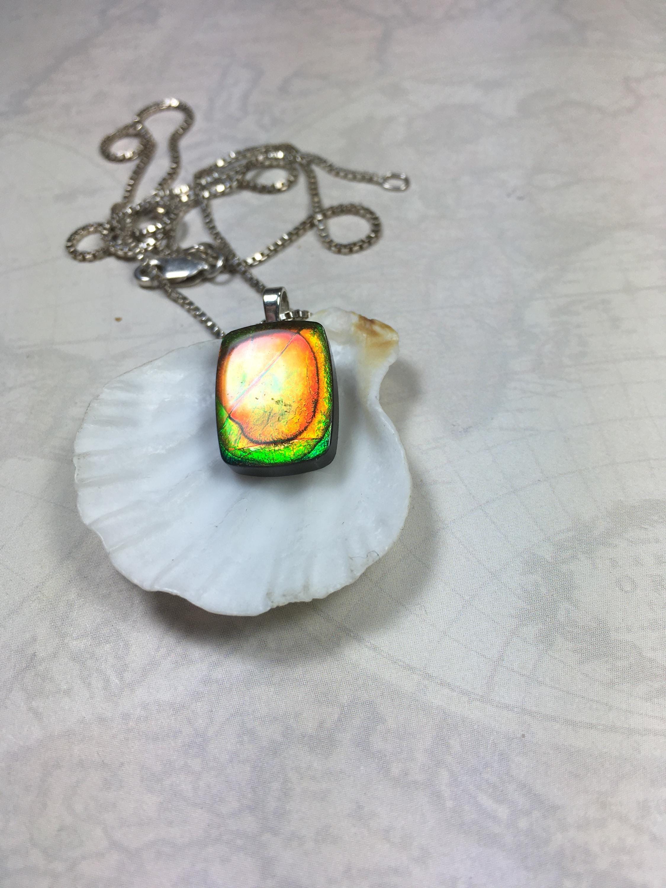 Authentic Alberta Ammolite Jewelry – Natural Fossil Gemstone Gift for Her.MUST see video.062315