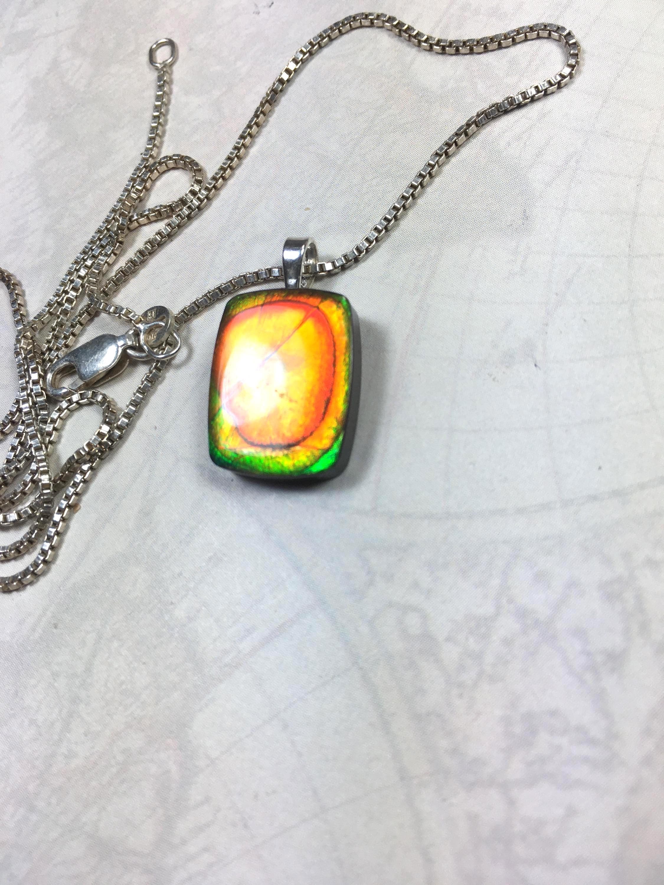 Authentic Alberta Ammolite Jewelry – Natural Fossil Gemstone Gift for Her.MUST see video.062315