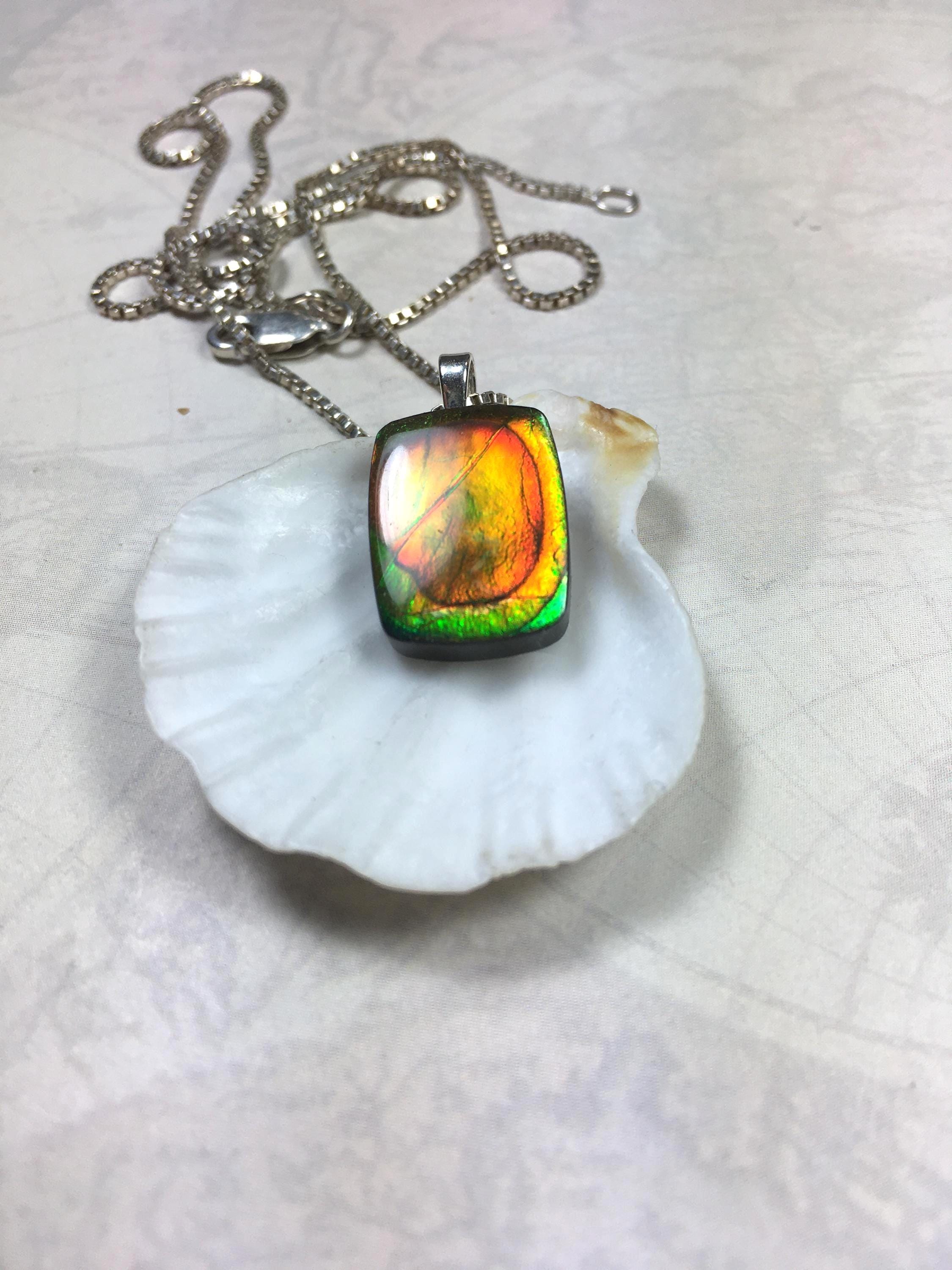 Authentic Alberta Ammolite Jewelry – Natural Fossil Gemstone Gift for Her.MUST see video.062315
