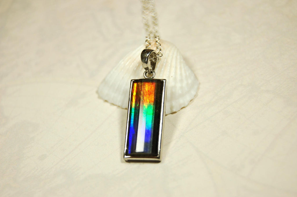 Unisex Jewelry.Ammolite Pendant.Bright Faceted rainbow gem.Price Reduced--see disclosure below in description
