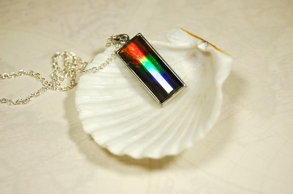 Unisex Jewelry.Ammolite Pendant.Bright Faceted rainbow gem.Price Reduced--see disclosure below in description