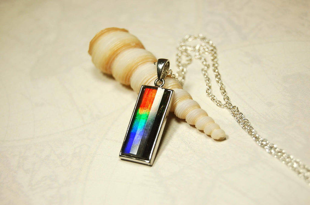 Unisex Jewelry.Ammolite Pendant.Bright Faceted rainbow gem.Price Reduced--see disclosure below in description