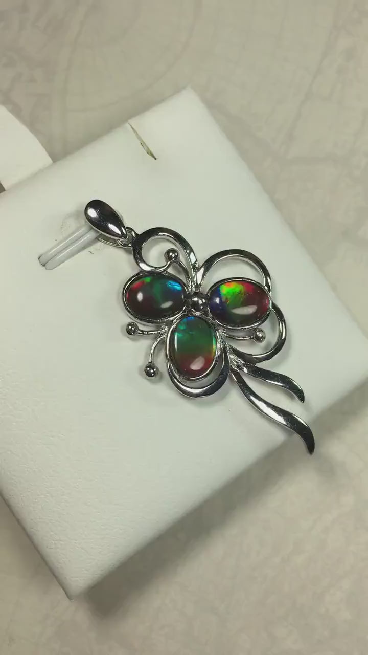 Stunning Ammolite Pendant - Gorgeous color and unique design!Perfect gift for wife or daughter.Anniversary gift? MUST see video.081414