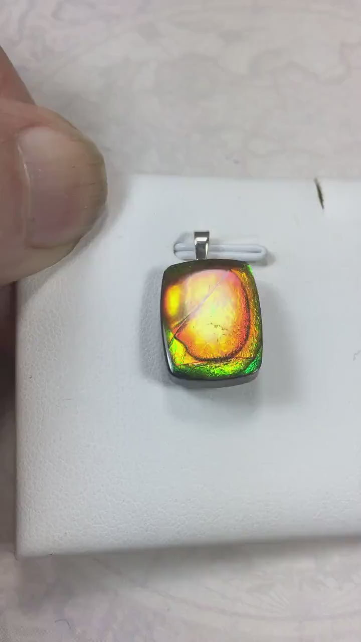 Authentic Alberta Ammolite Jewelry – Natural Fossil Gemstone Gift for Her.MUST see video.062315