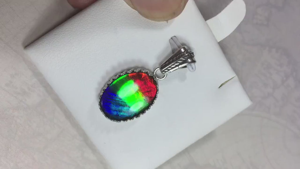 Colorful ammolite pendant - a one-of-a-kind addition to your collection or a perfect gift for someone special"021224